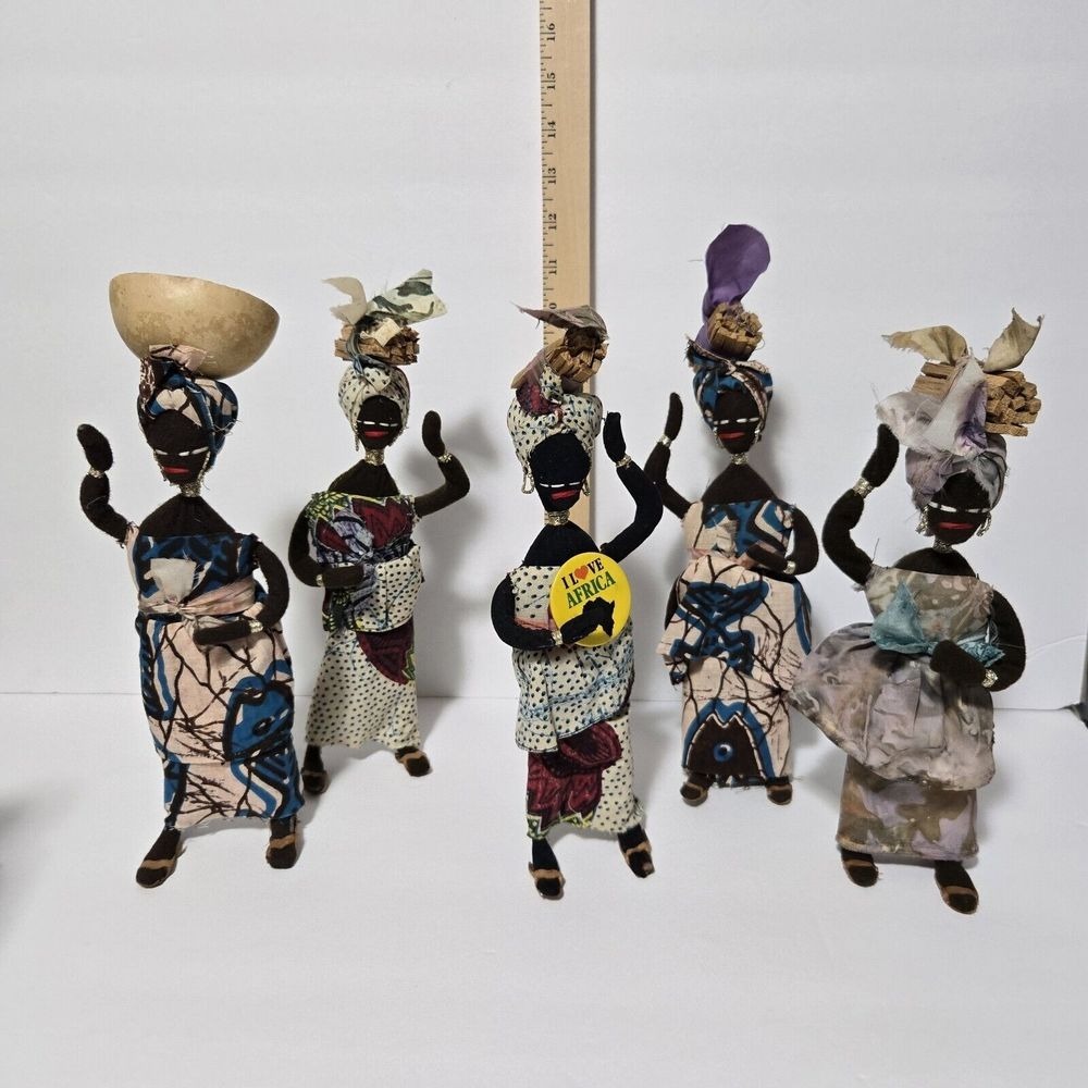 Handmade Dolls RARE Set Of 5 Cloth Bodies‎ Embroidered - Picture 2 of 16